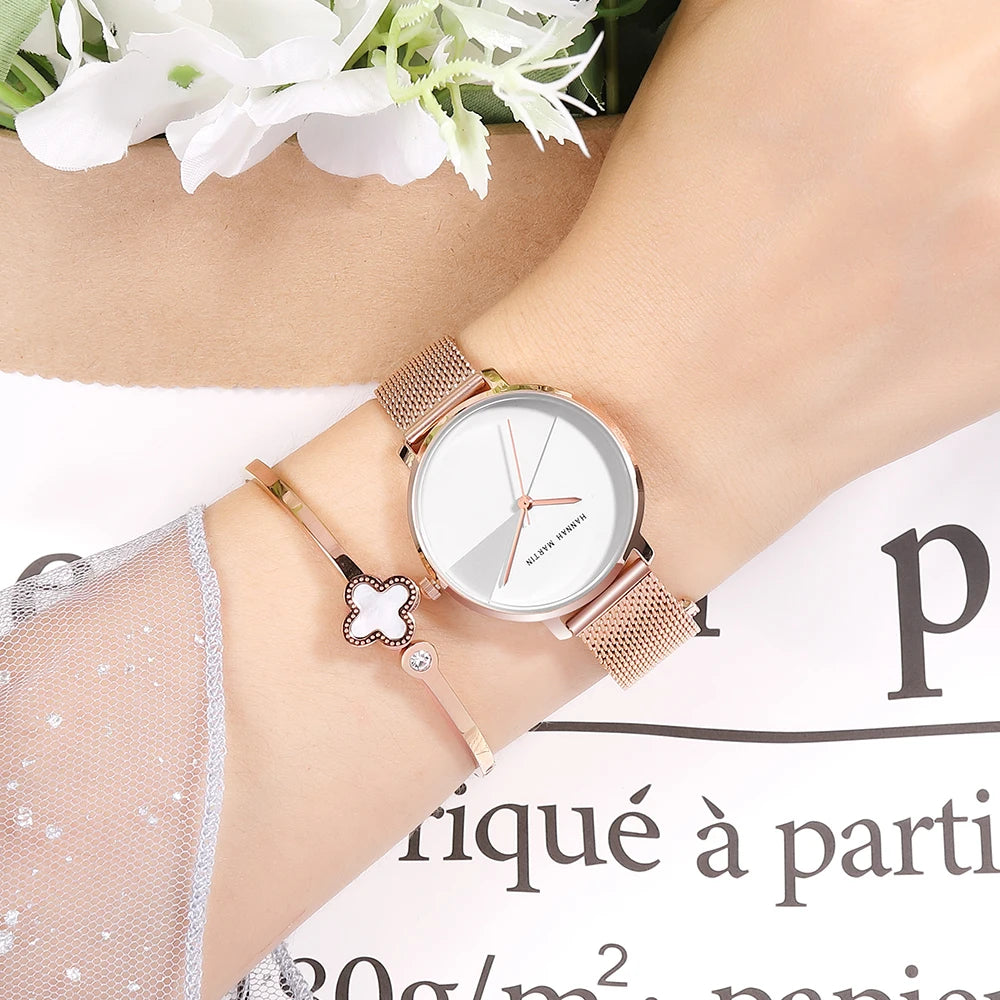 L&J Luxury Ladies Watch Design Private Drand Stainless Steel Mesh Belt Waterproof Ladies Wristwatch
