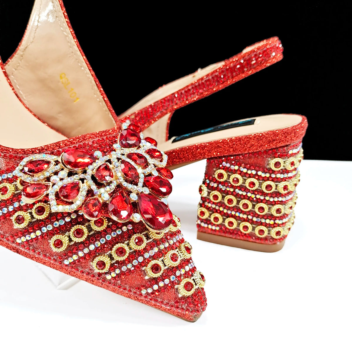 L &J Luxury 2026 Italian Design Full Rhinestone Comfortable High Heel Shoes And Bag Fashion Style Pointed-Toe Shoes For Women