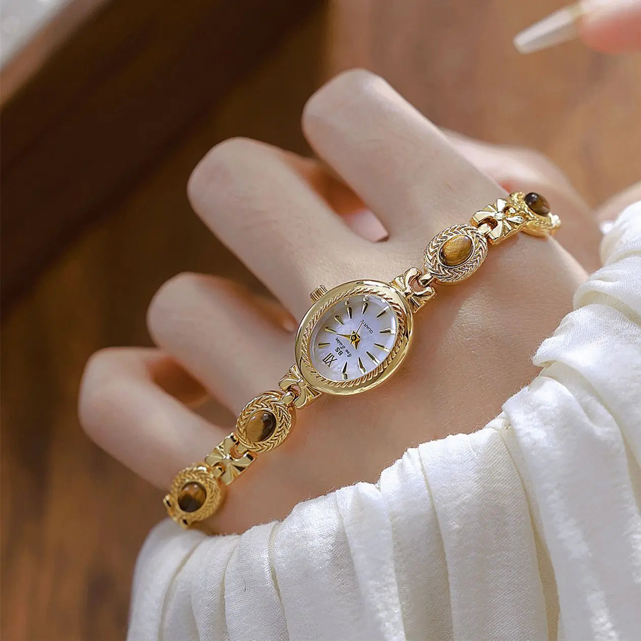 L&J-Luxury Women's Watch Natural Jade Bracelet