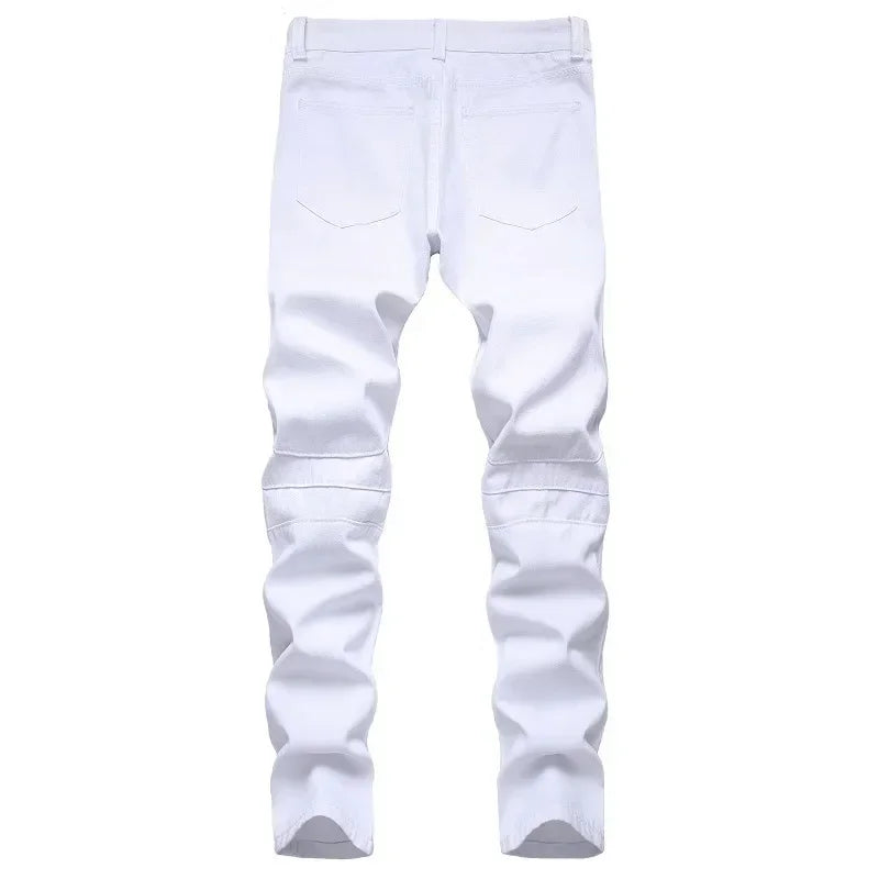 L &J Luxury New Men's Slim Jeans White