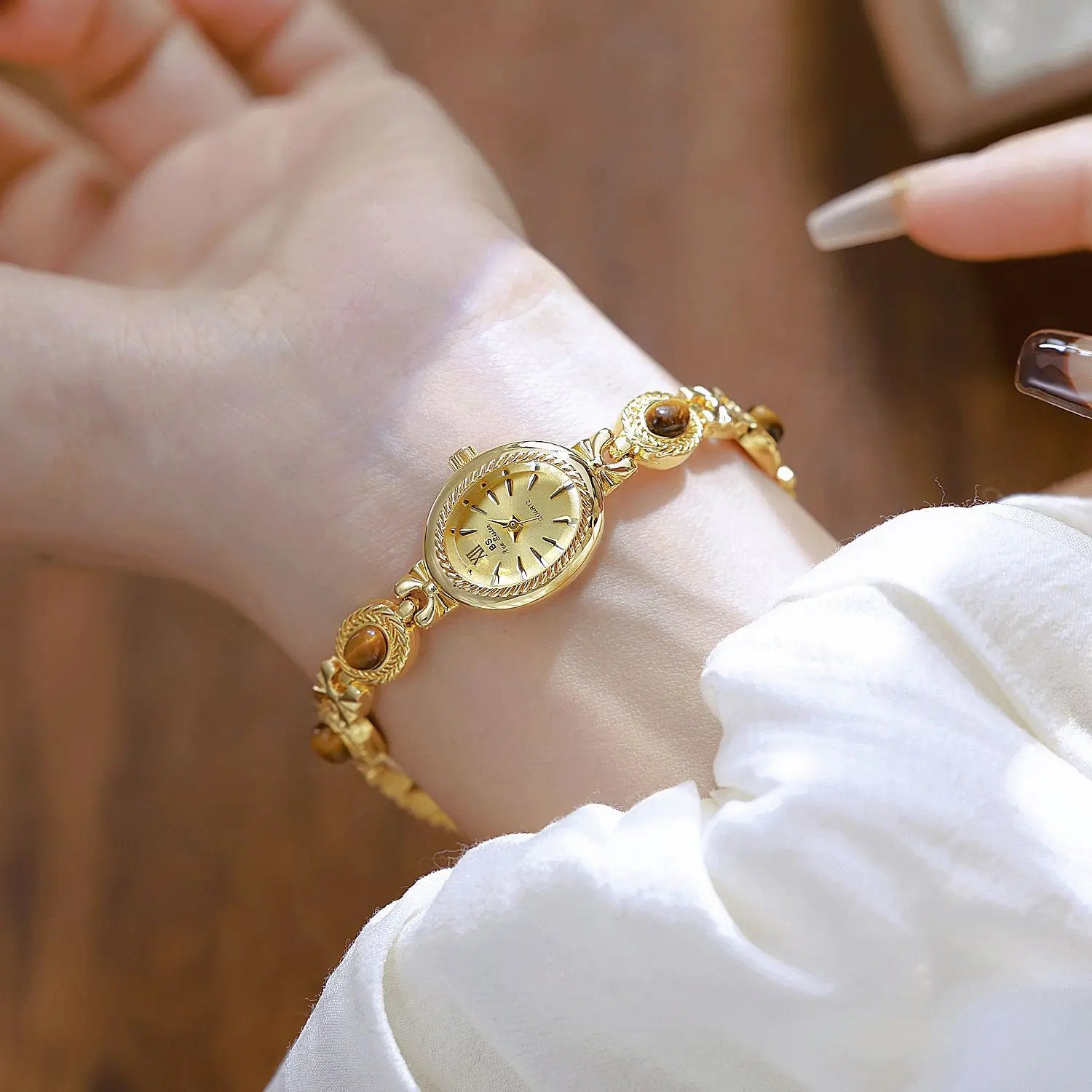 L&J-Luxury Women's Watch Natural Jade Bracelet