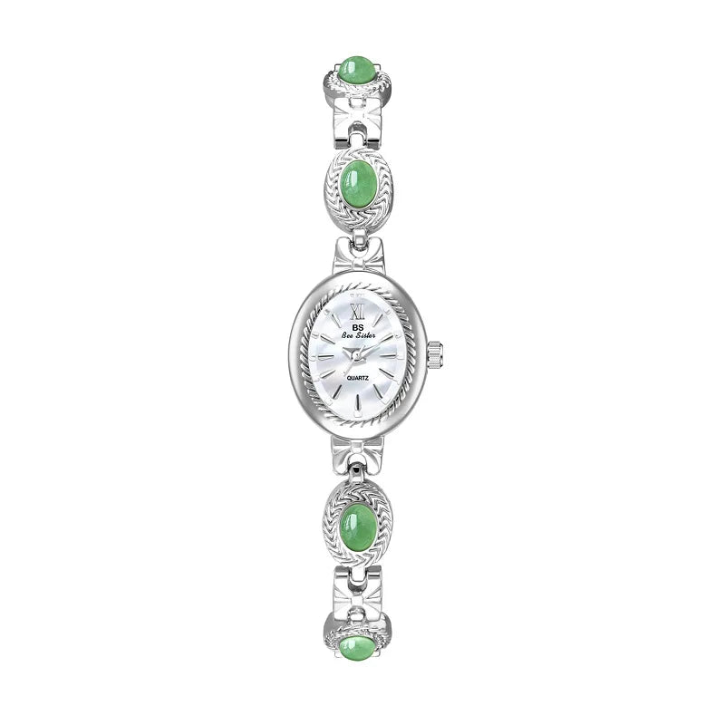 L&J-Luxury Women's Watch Natural Jade Bracelet