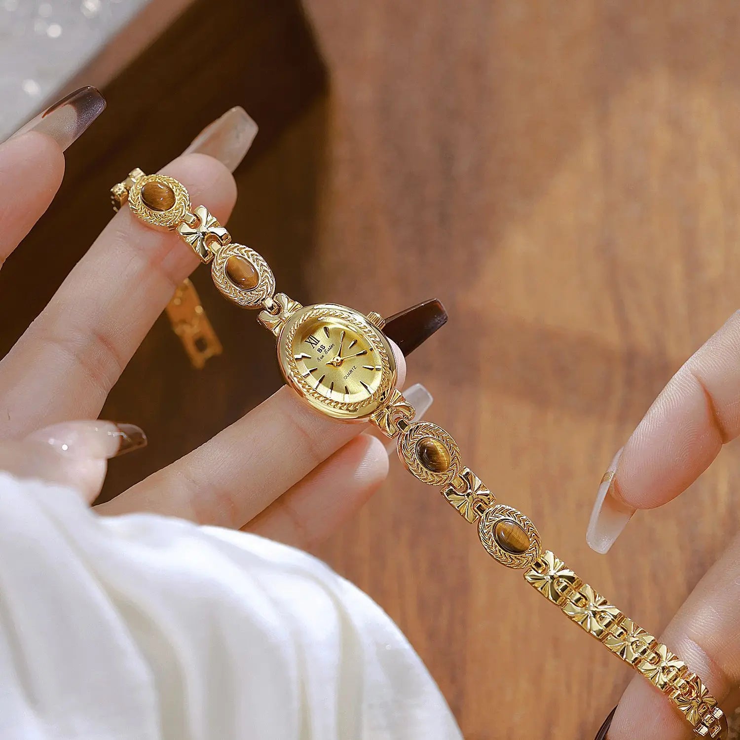 L&J-Luxury Women's Watch Natural Jade Bracelet