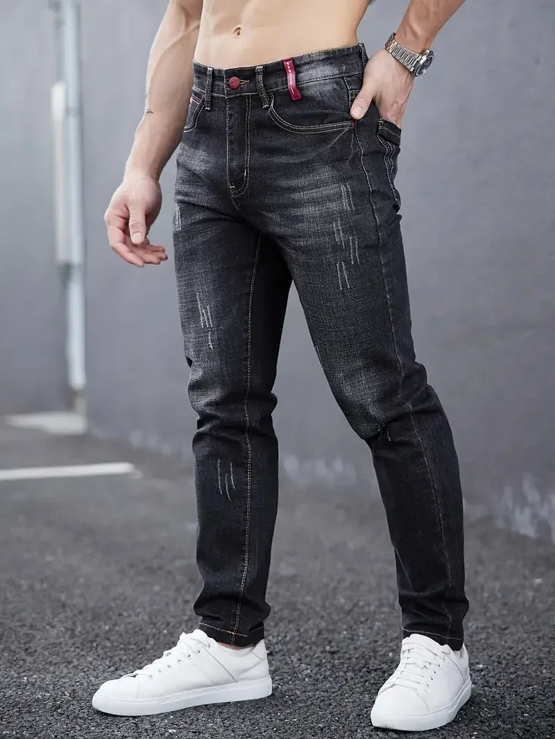 L&J Luxury Men's Slim Casual Street Classic Skinny Jeans Pencil Jeans