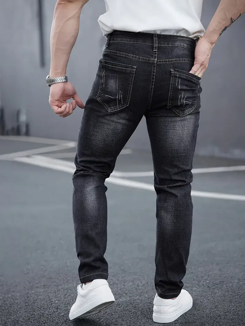 L&J Luxury Men's Slim Casual Street Classic Skinny Jeans Pencil Jeans