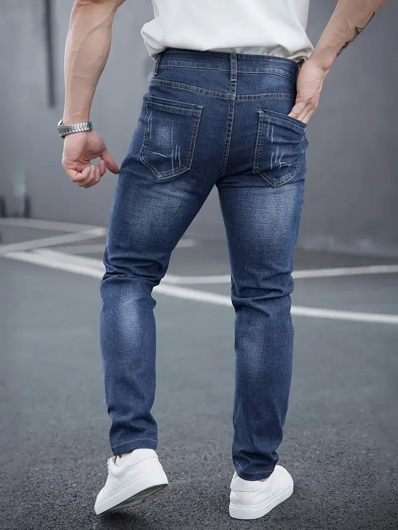 L&J Luxury Men's Slim Casual Street Classic Skinny Jeans Pencil Jeans