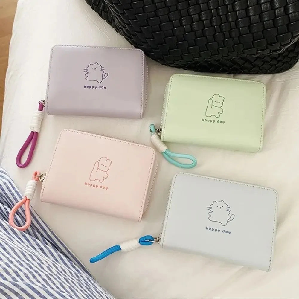 L&J Luxury Women Wallet Bear Rabbit Cat Pu Leather Card Holder Short Wallet